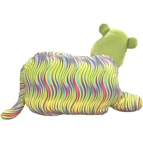 Pier 1 Imports Tiger Cat Accent Pillow Plush Stuffed Animal Green Jewel Tones - Picture 6 of 12
